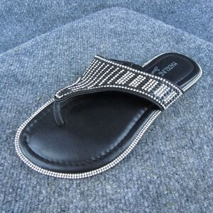 Madeline Stuart Navajo Women Flip Flop Sandal Shoes Black Synthetic Size 6.5 Med